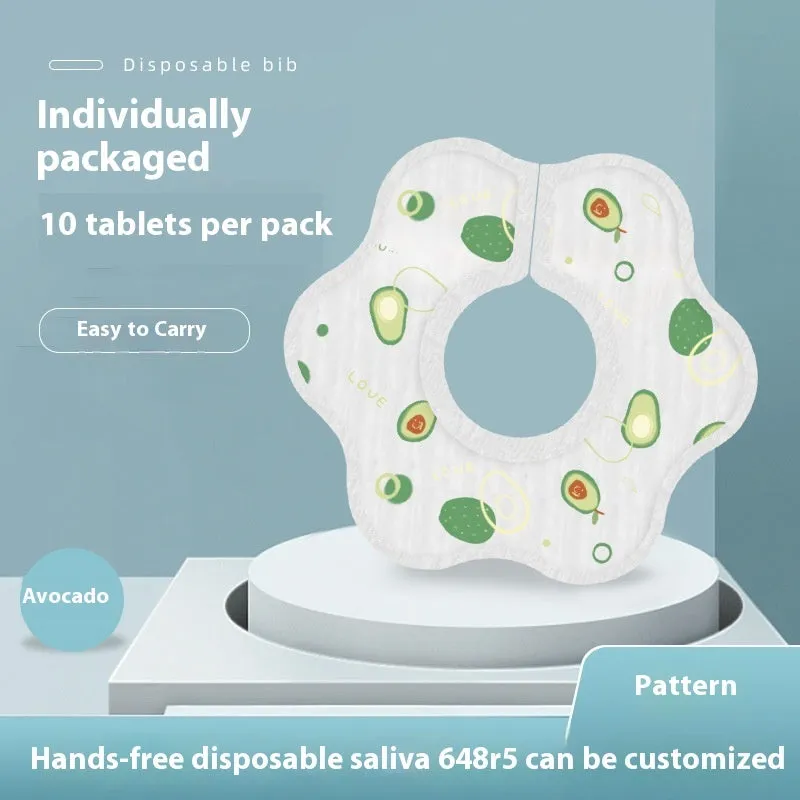 Disposable saliva towel baby bib water-repellent cloth 10-pack neutral design for children 0-6 years