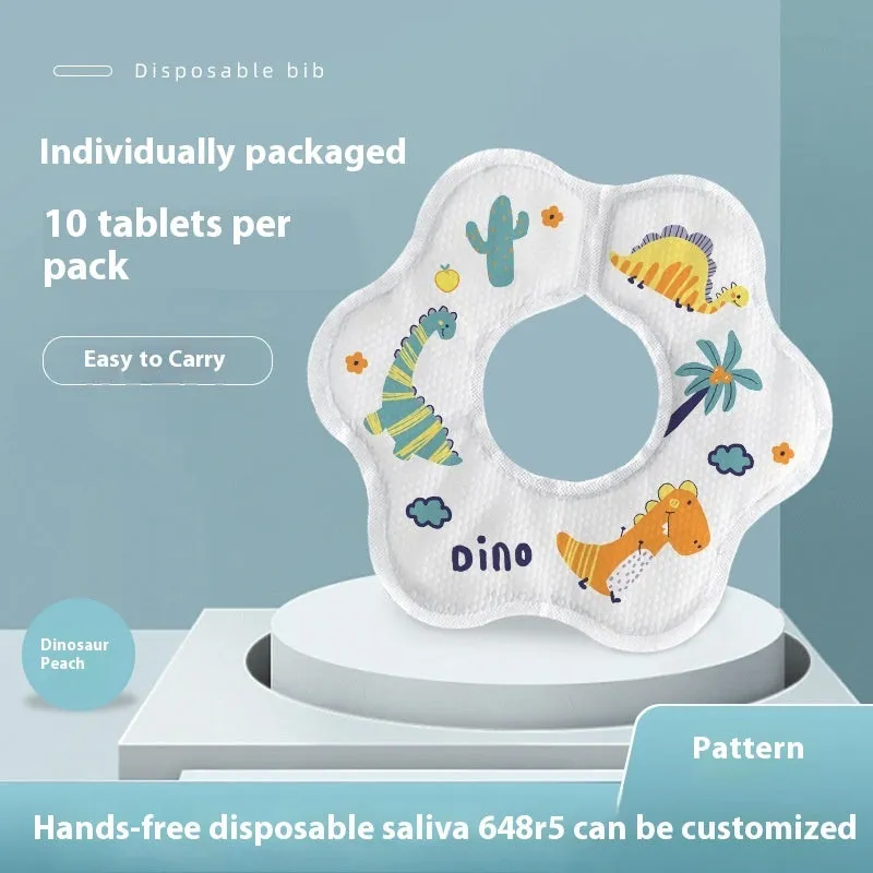 Disposable saliva towel baby bib water-repellent cloth 10-pack neutral design for children 0-6 years