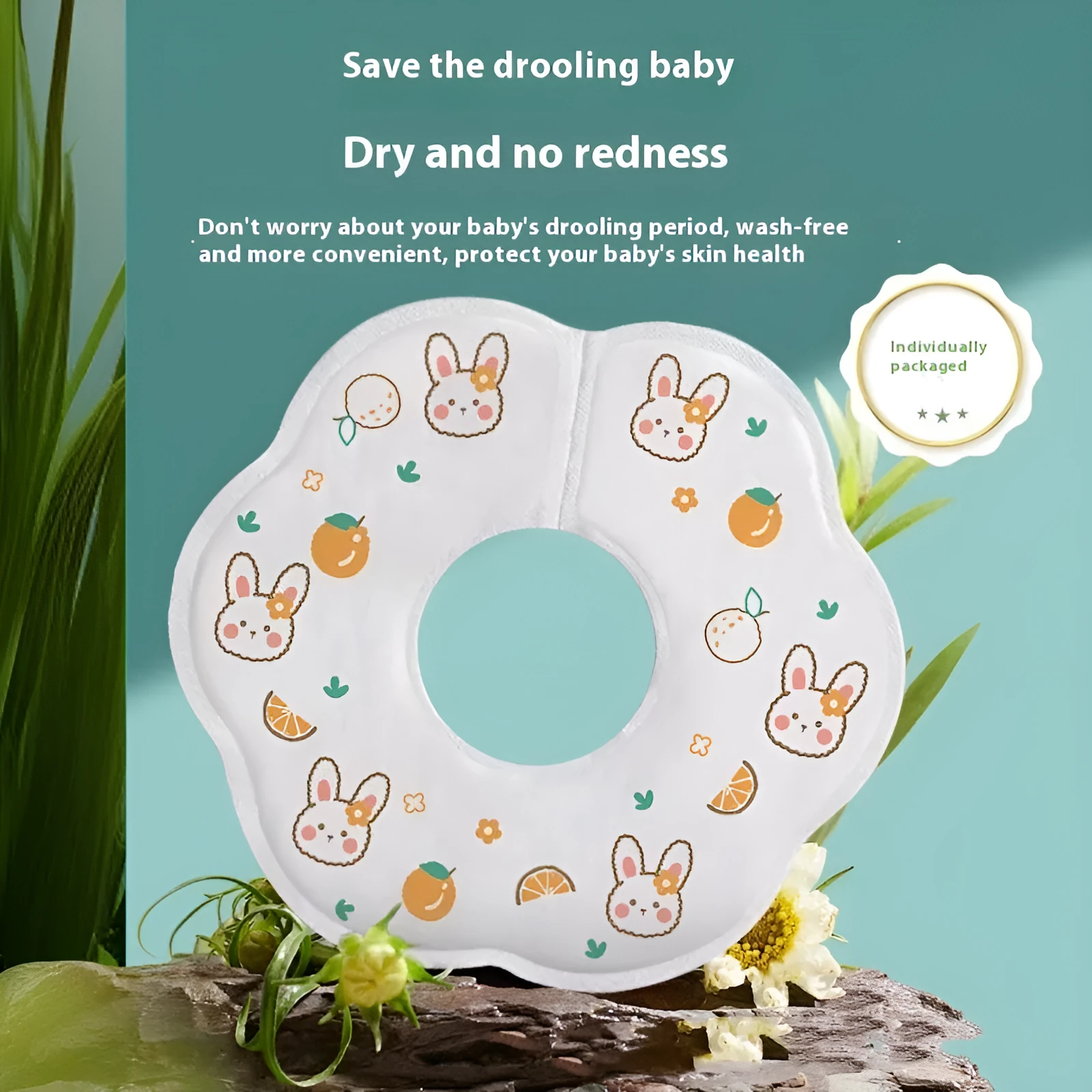 Disposable saliva towel baby bib water-repellent cloth 10-pack neutral design for children 0-6 years