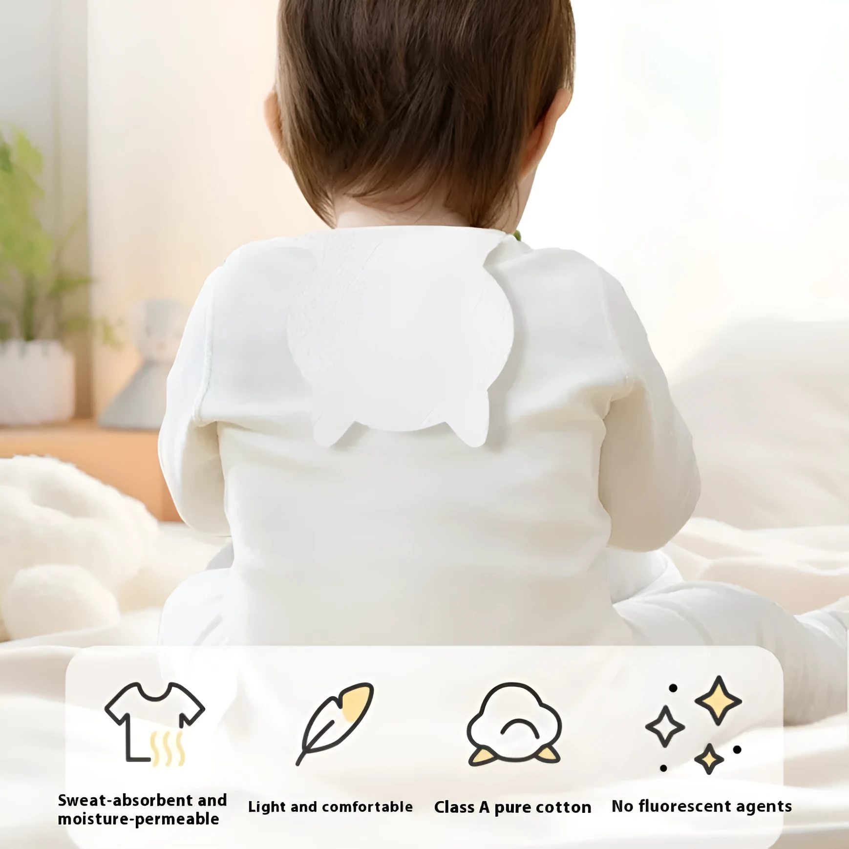 White children's disposable sweat towel with sweat-isolation scarf design L size individually wrapped