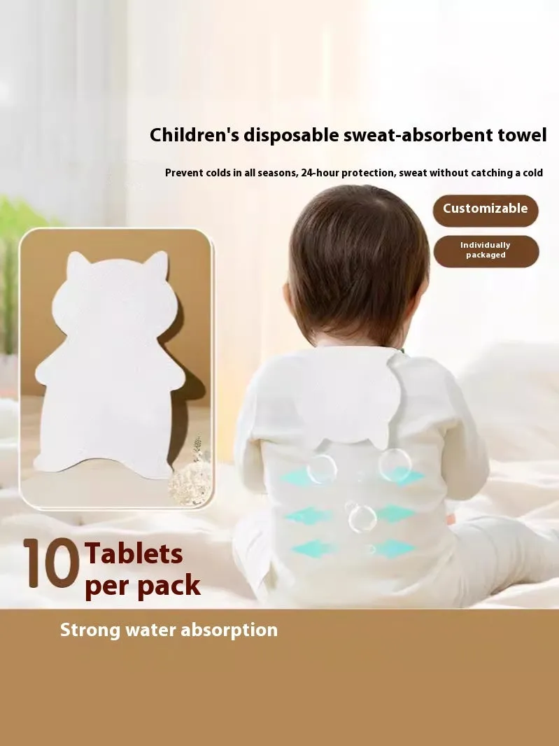 White children's disposable sweat towel with sweat-isolation scarf design L size individually wrapped