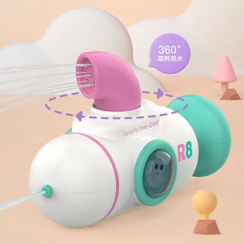 Summer children's water cannon pull-out water spray toy in plastic with submarine design in colour box