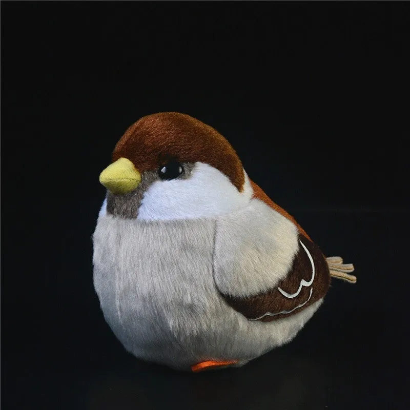Plush bird decompression ball toy in Kingfisher design, 14cm height, on a desk