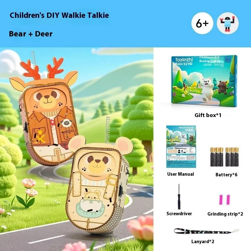 Handmade wooden scientific gift box with bear deer model toy for teenagers educational play
