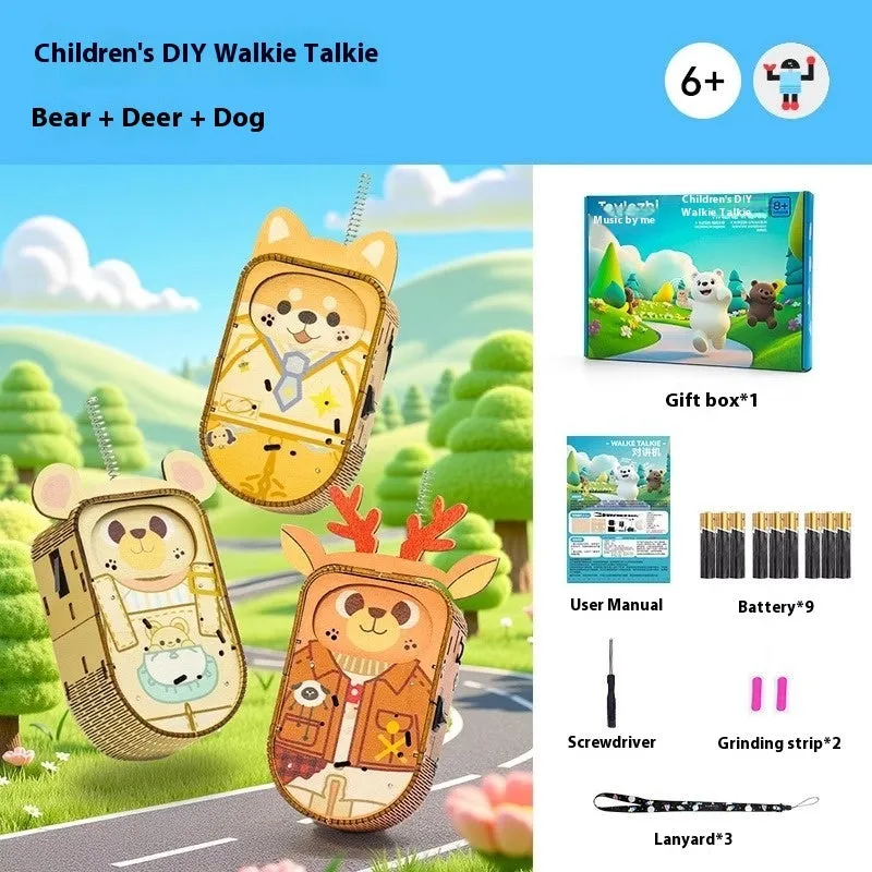 Handmade wooden scientific gift box with bear deer model toy for teenagers educational play