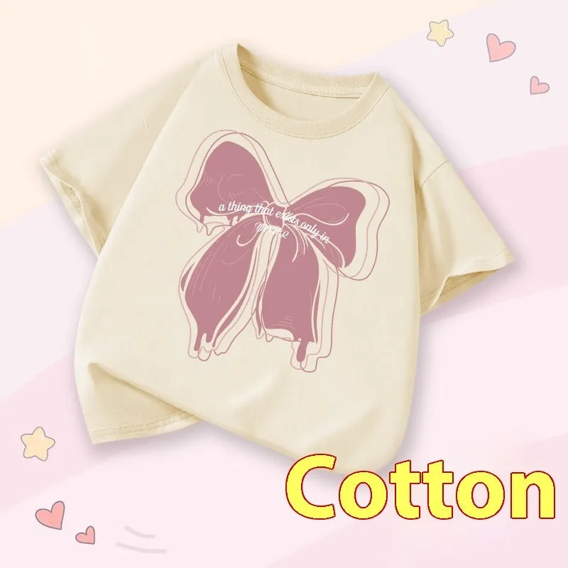Girls' cotton round neck short sleeve t-shirt with cartoon print available in multiple colours for height 100-160cm