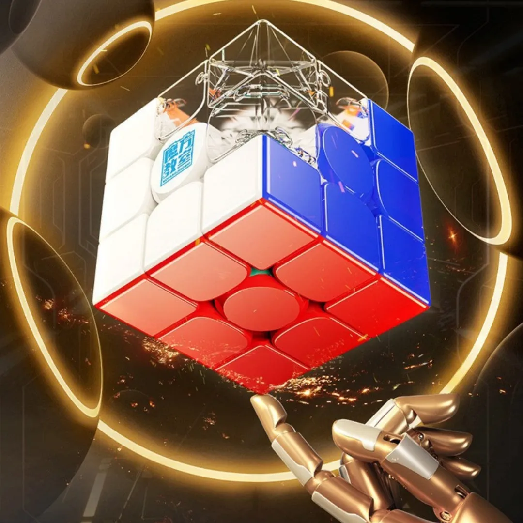 Third-order magnetic Rubik's Cube on a surface, showing a 5.5cm plastic puzzle with colourful squares