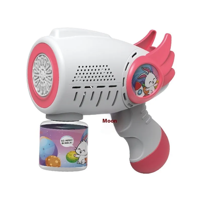 Electric bubble maker toy in blue dinosaur colour with luminous automatic foaming and porous design
