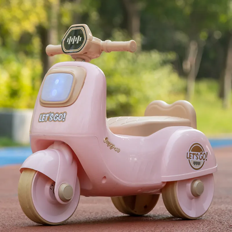 Childrens plastic toy motorcycle balance scooter in Chinese Olive Green with music light for ages 0-36 months