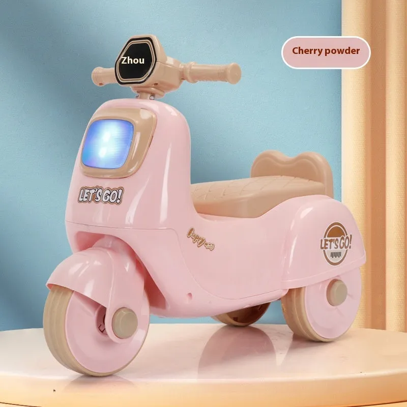 Childrens plastic toy motorcycle balance scooter in Chinese Olive Green with music light for ages 0-36 months