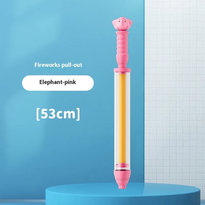 Children's plastic pull-out water gun in pink 48cm length for outdoor summer play