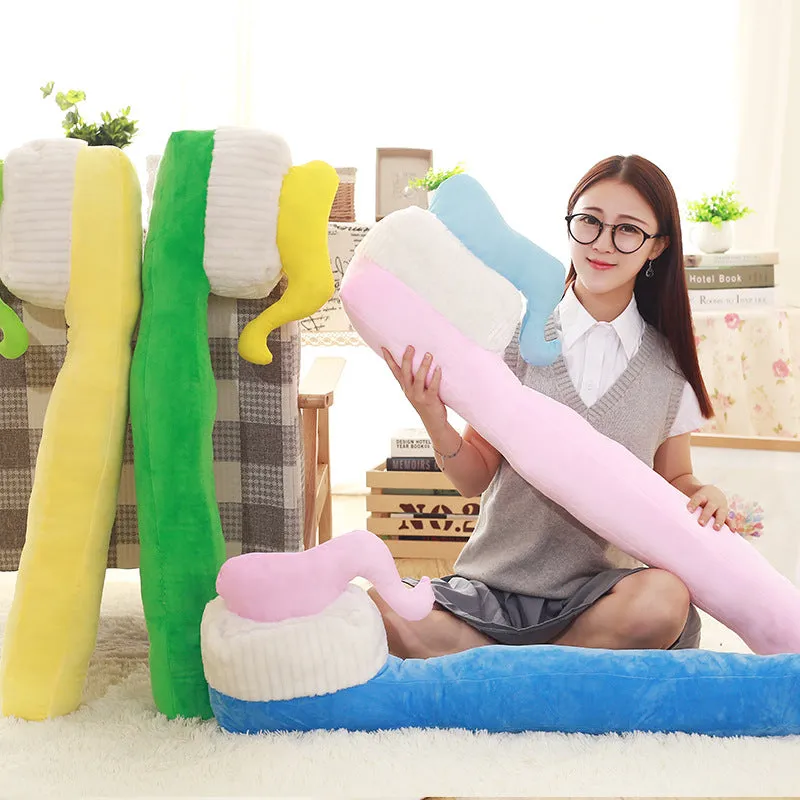 90cm cartoon toothbrush plush pillow toy in four colours for photo props and youth decor