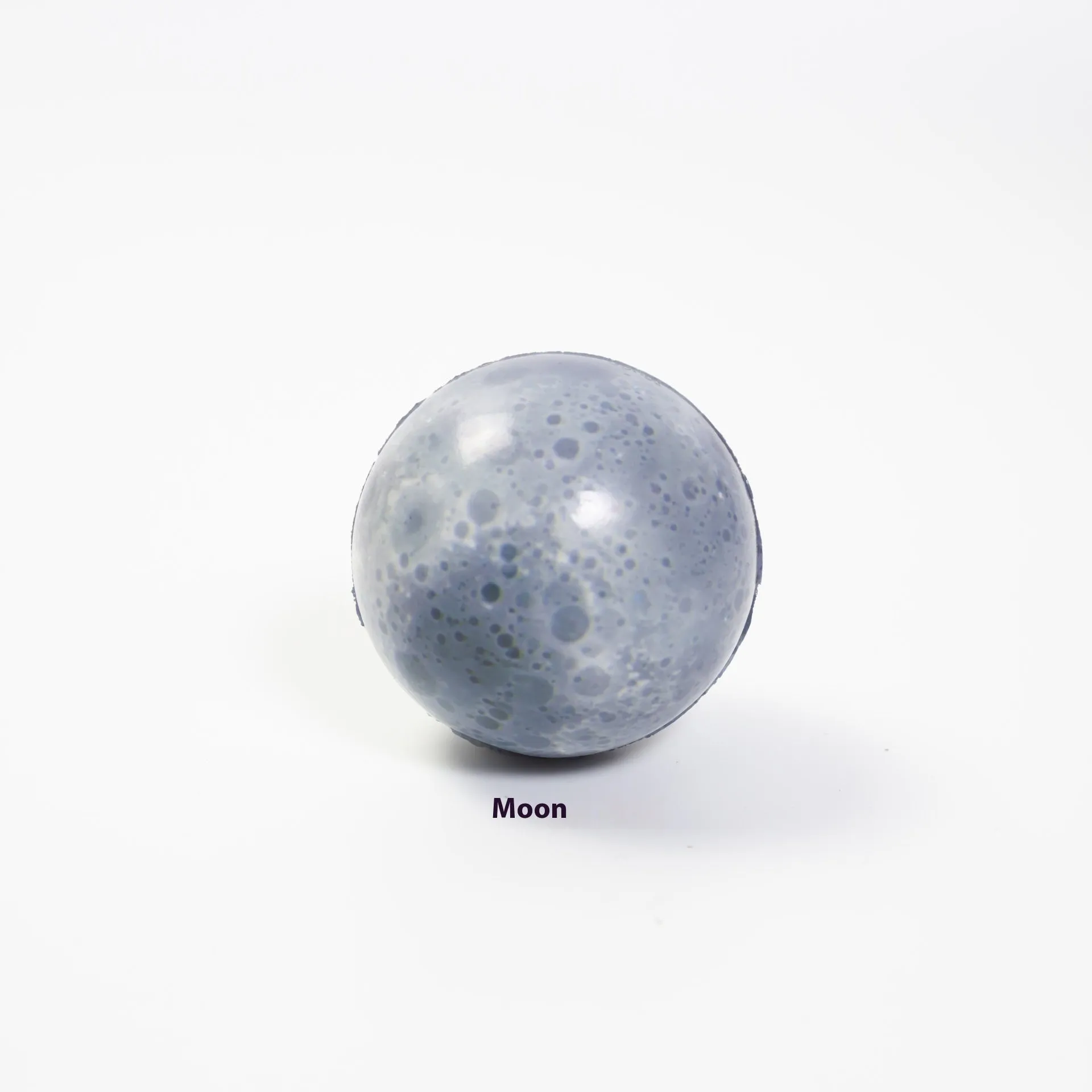 Set of eight solar system planet stress balls plus moon and sun in soft PU foam on white background