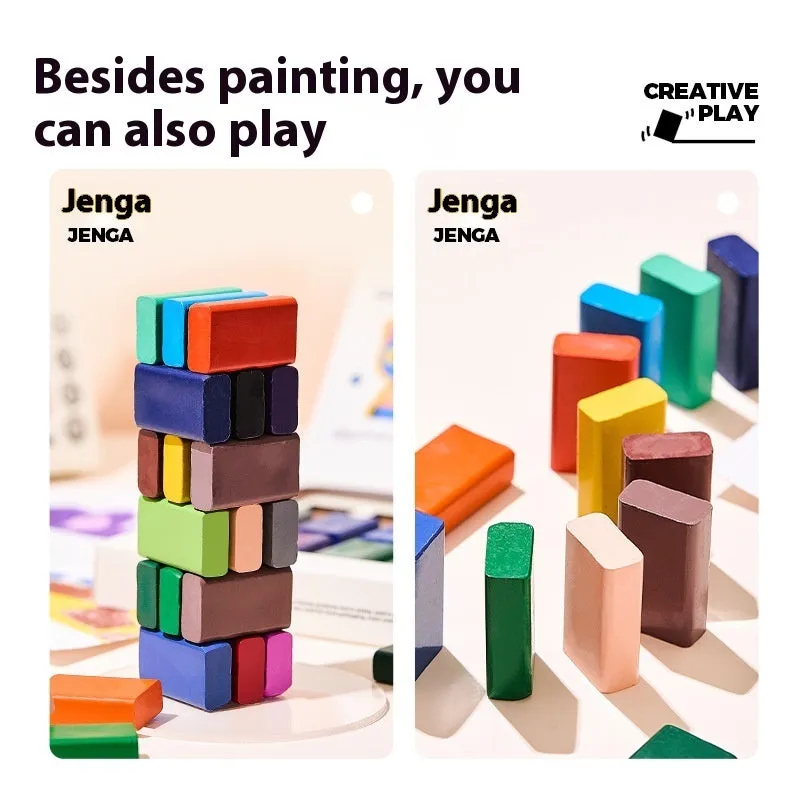 Children's beeswax crayon set 18 colours in colour box for beginner art painting
