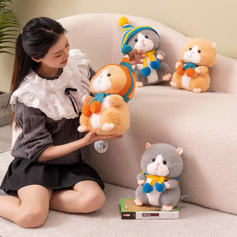 Djungarian hamster plush doll in brown, 25cm height, soft polyester fibre fabric with PP cotton filling