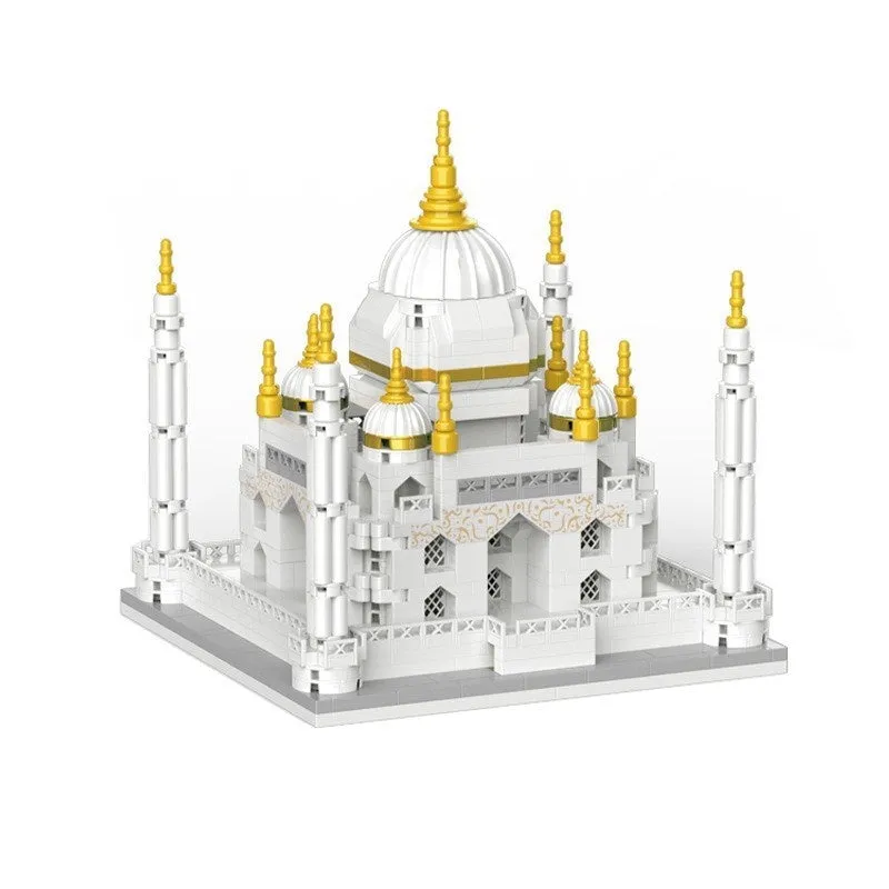 Castle building blocks plastic small diamond particles Taji Mausoleum model assembled on table