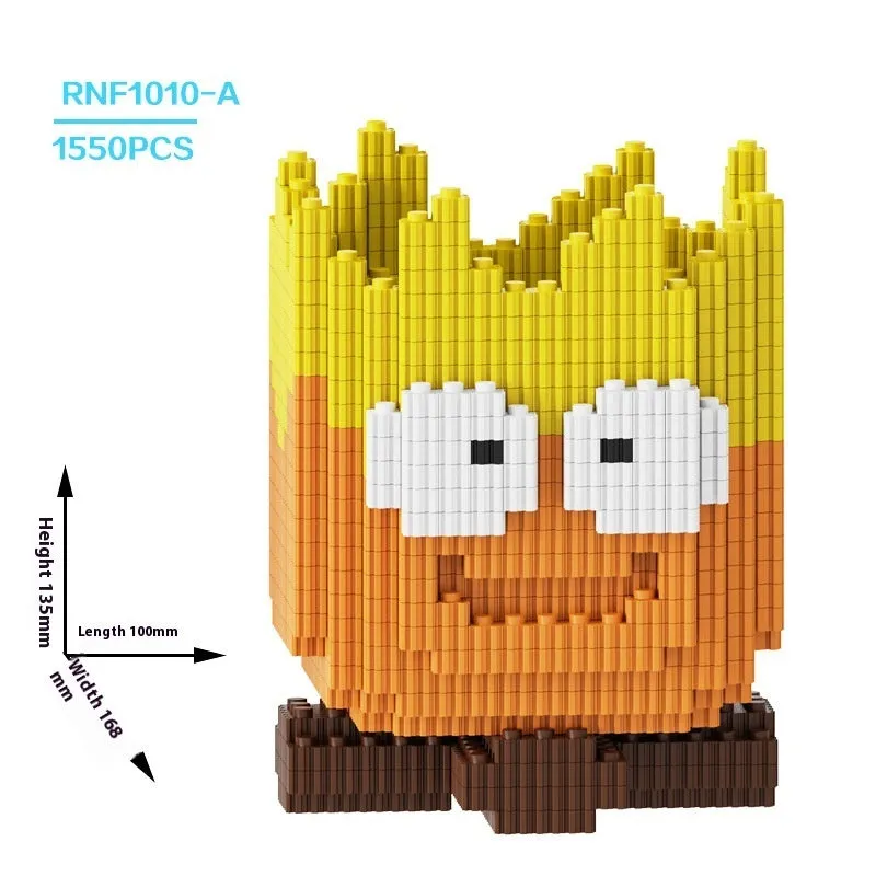 Small particle assembled building block toy in rainbow rabbit theme, ABS plastic, colour box package