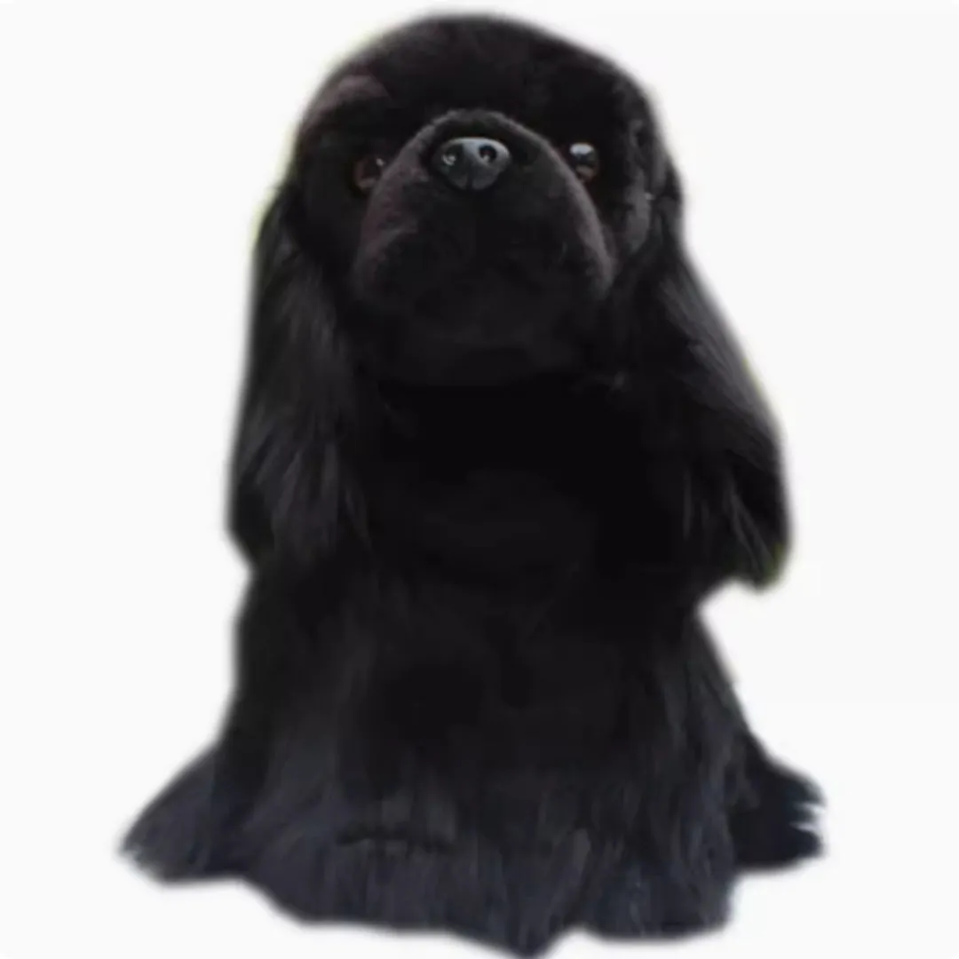 Black simulated cocker dog plush toy 27cm PP cotton filler unisex
