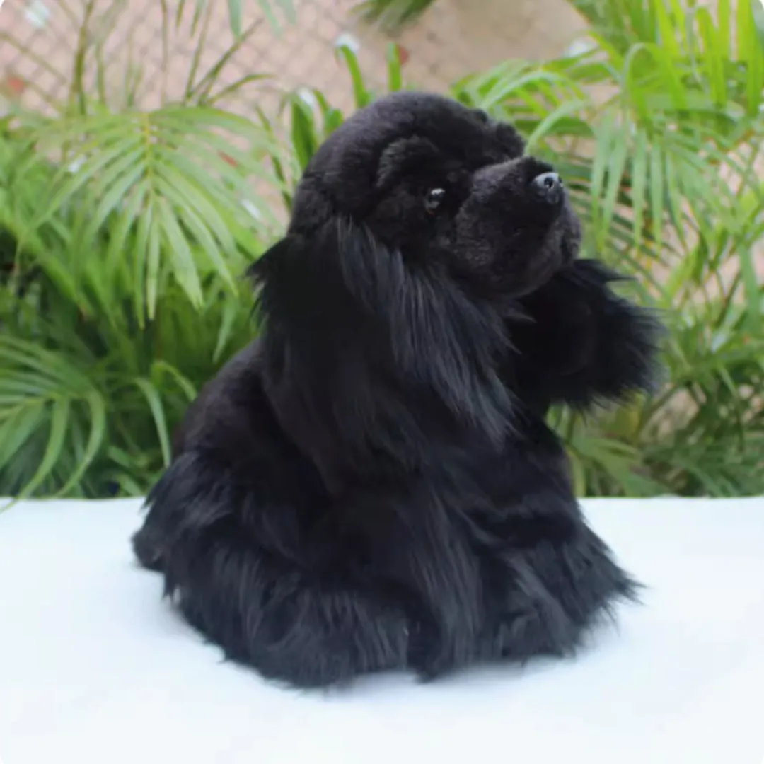 Black simulated cocker dog plush toy 27cm PP cotton filler unisex