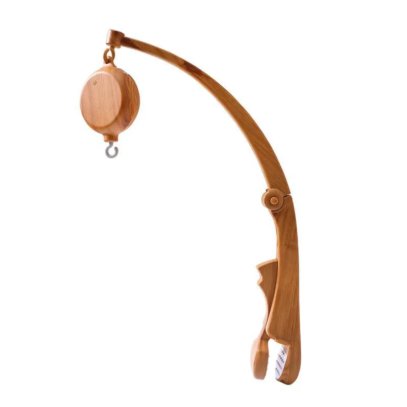 Newborn wood grain bracket music box bed bell in stand white colour for infant cot