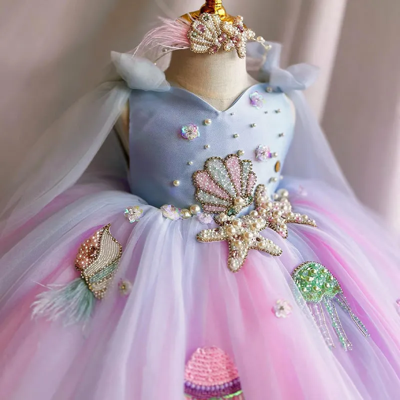 Cute children's pettiskirt dress in princess style with linen fabric and flax lining, available in sizes 80cm to 160cm.