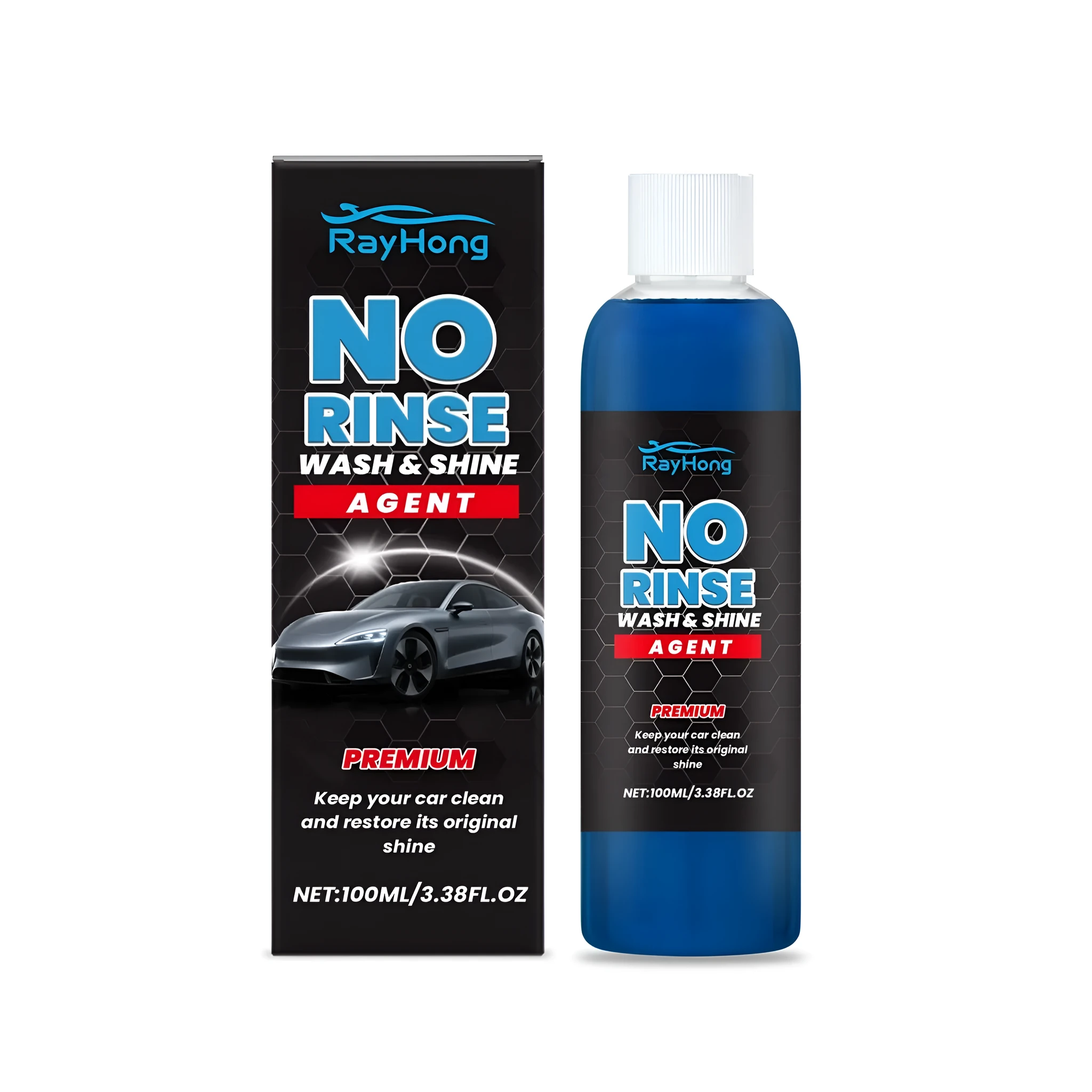 100ml bottle of waterless car wash and polish spray with PTFE and ceramic formula.