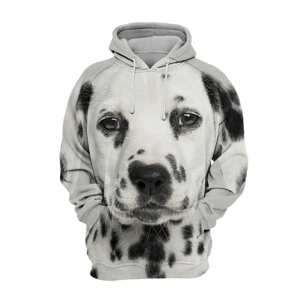 Men's animal dog print polyester hoodie with hood in loose pullover fit for winter