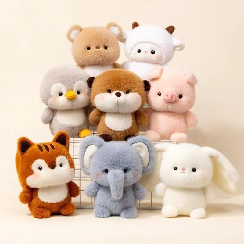 16cm short plush animal toy doll with PP cotton filling, available in bear and elephant colour options, for table decoration
