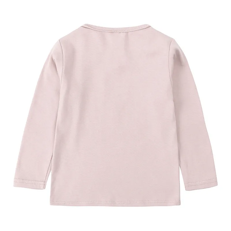 Children's cotton long sleeve bottoming shirt round neck solid colour neutral for spring autumn