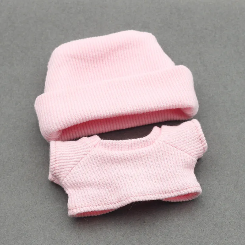 Flanging hat and T-shirt doll clothes set for 18-inch fashion dolls in multiple colours