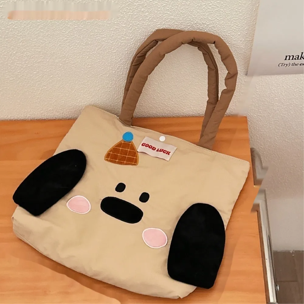 Cartoon print canvas handbag with kitten design measuring 30cm wide by 36cm high