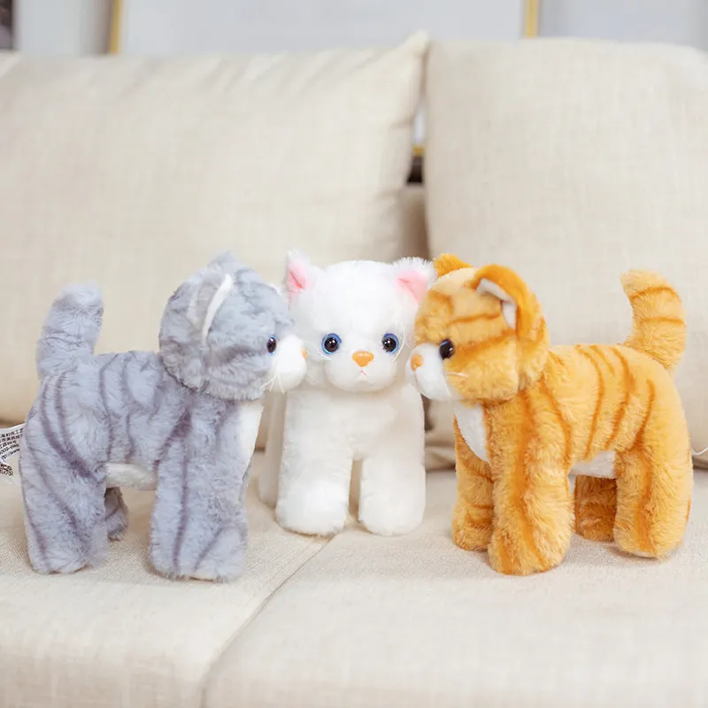 Small plush toy cat 20cm white kitten with PP cotton filling short plush fabric