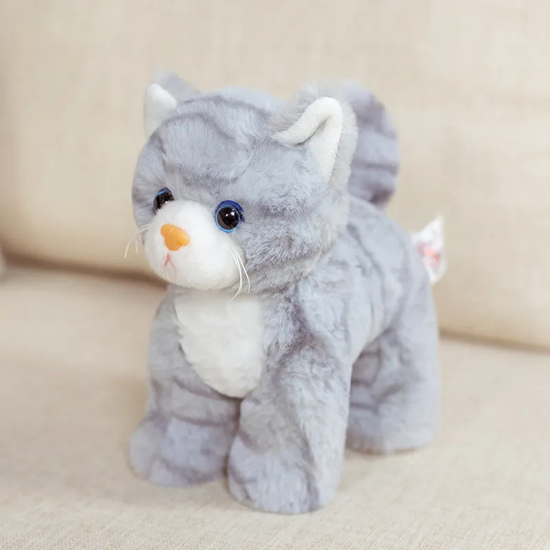 Small plush toy cat 20cm white kitten with PP cotton filling short plush fabric