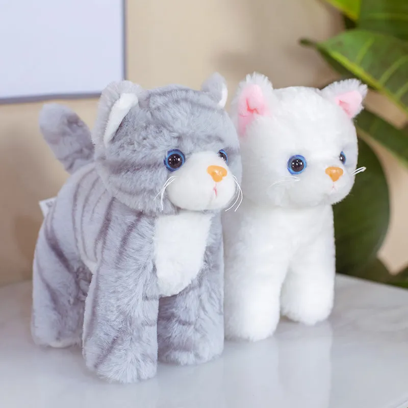 Small plush toy cat 20cm white kitten with PP cotton filling short plush fabric