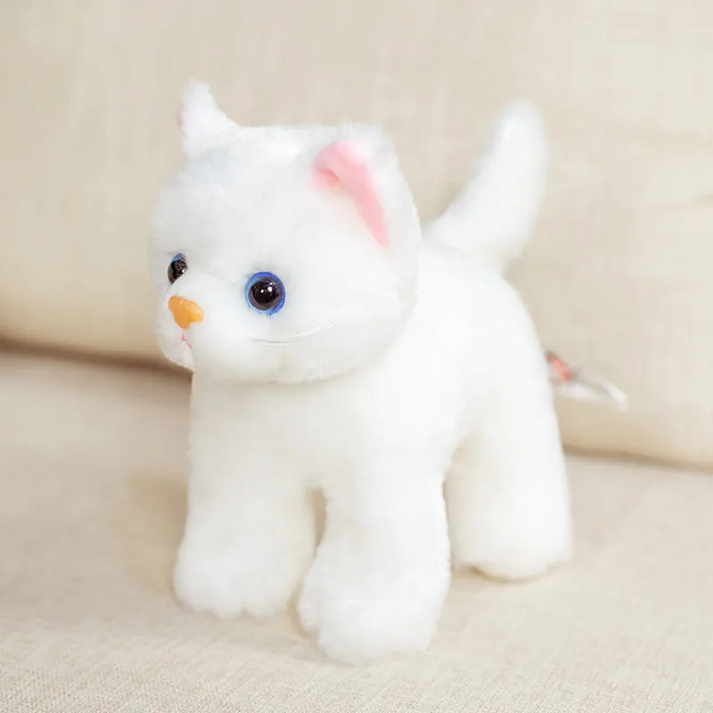 Small plush toy cat 20cm white kitten with PP cotton filling short plush fabric