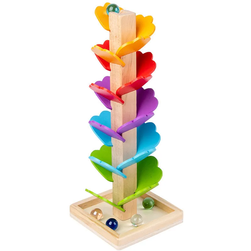 Baby educational ball wooden rainbow music tree with 10 colourful beads on wire tracks, 22.5 x 71cm
