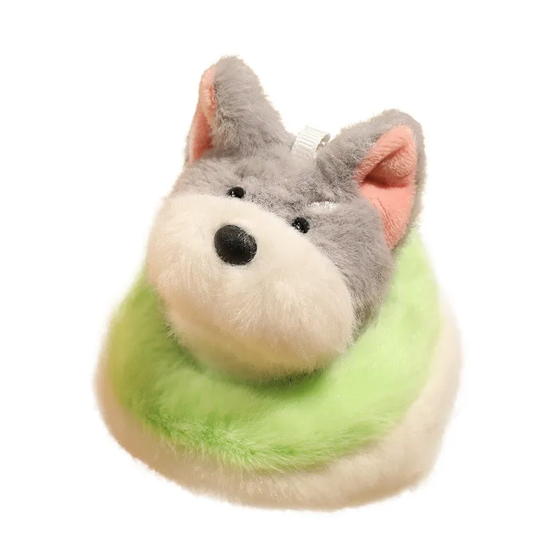 9cm dog plush toy keychain pendant of a Corgi with PP cotton filling and a keyring loop