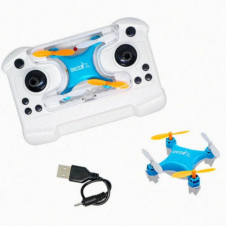 Mini quadcopter drone toy in black with headless mode and altitude hold, 7.4cm size