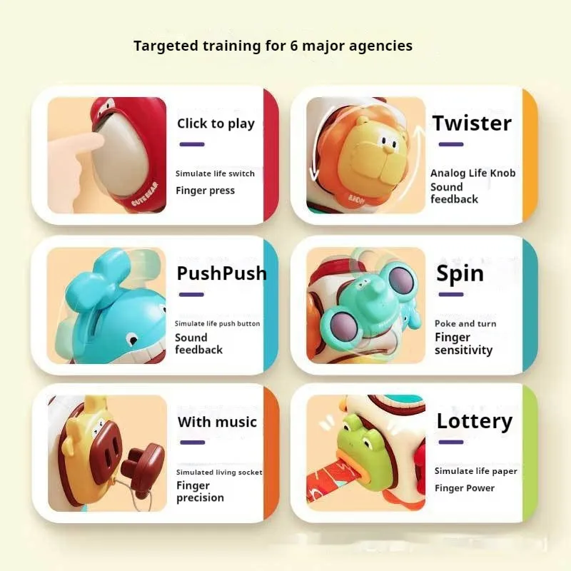 Animal busy ball plastic sensory toy for children with colour box packaging