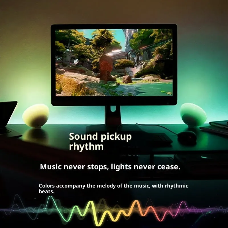Wireless microphone light RGB desktop atmosphere lamp with geometric three-dimensional shape and colourful RGB lighting