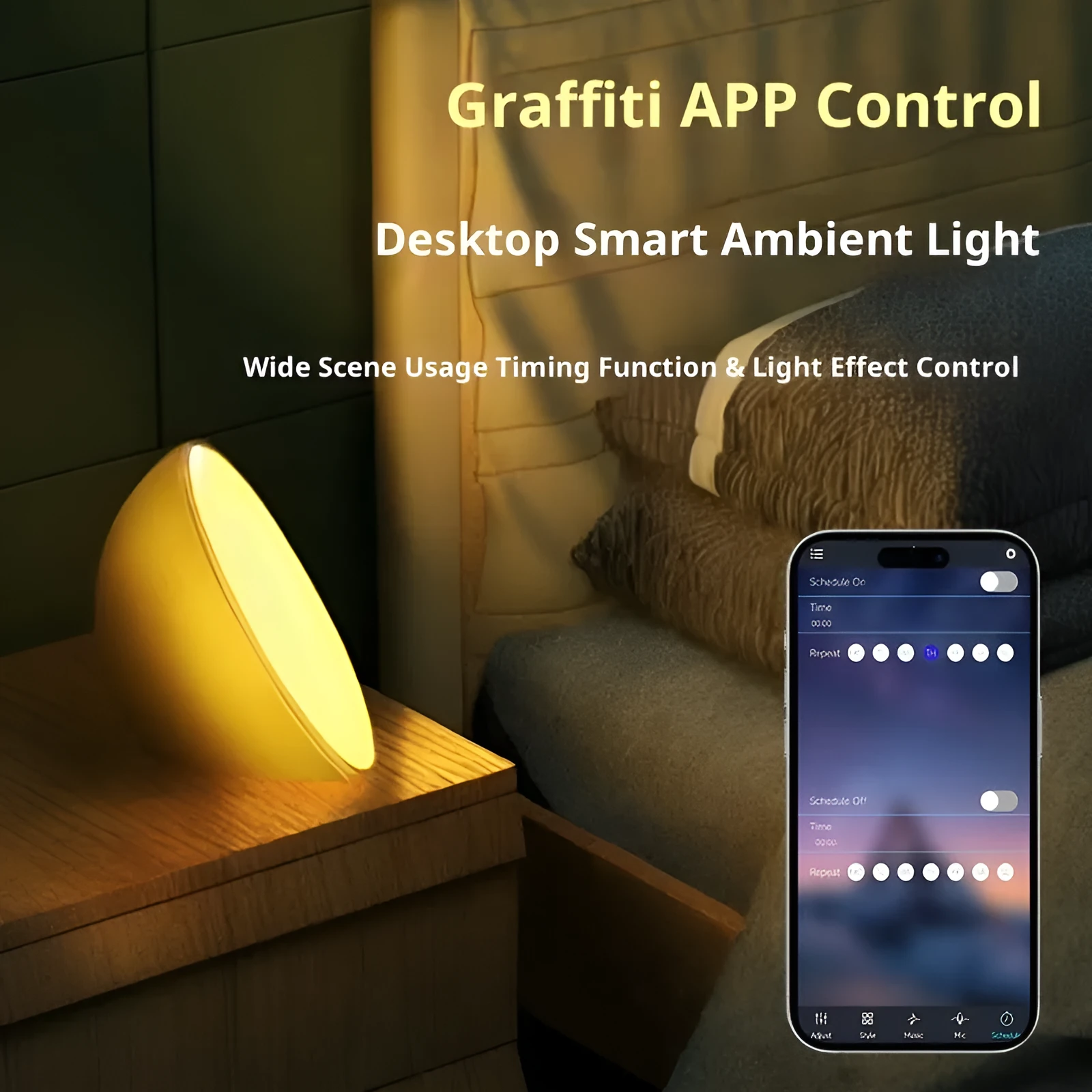 Wireless microphone light RGB desktop atmosphere lamp with geometric three-dimensional shape and colourful RGB lighting