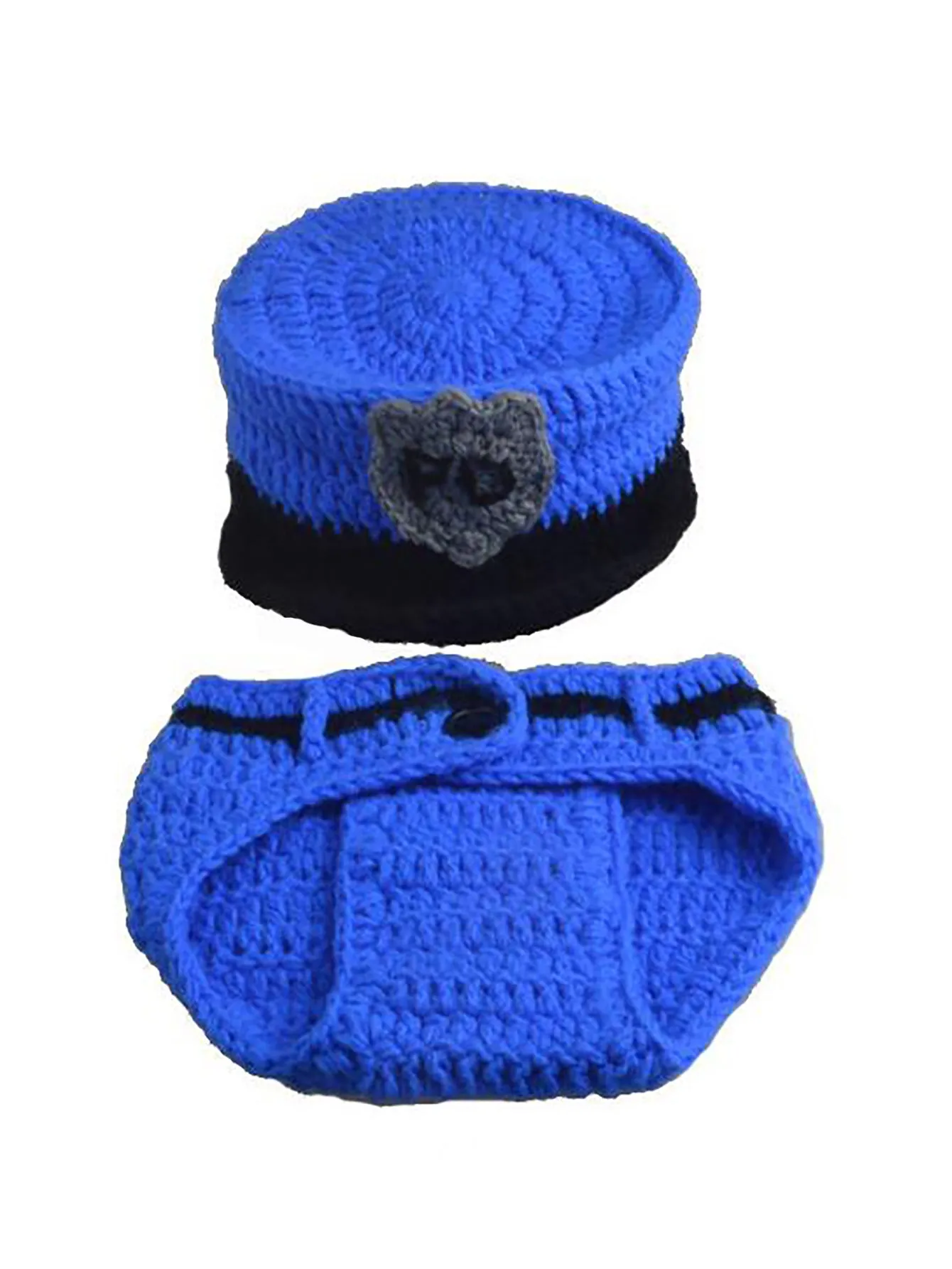 Hand-knitted cartoon animal newborn photography outfit in blended fabric, Blue Dog colour option