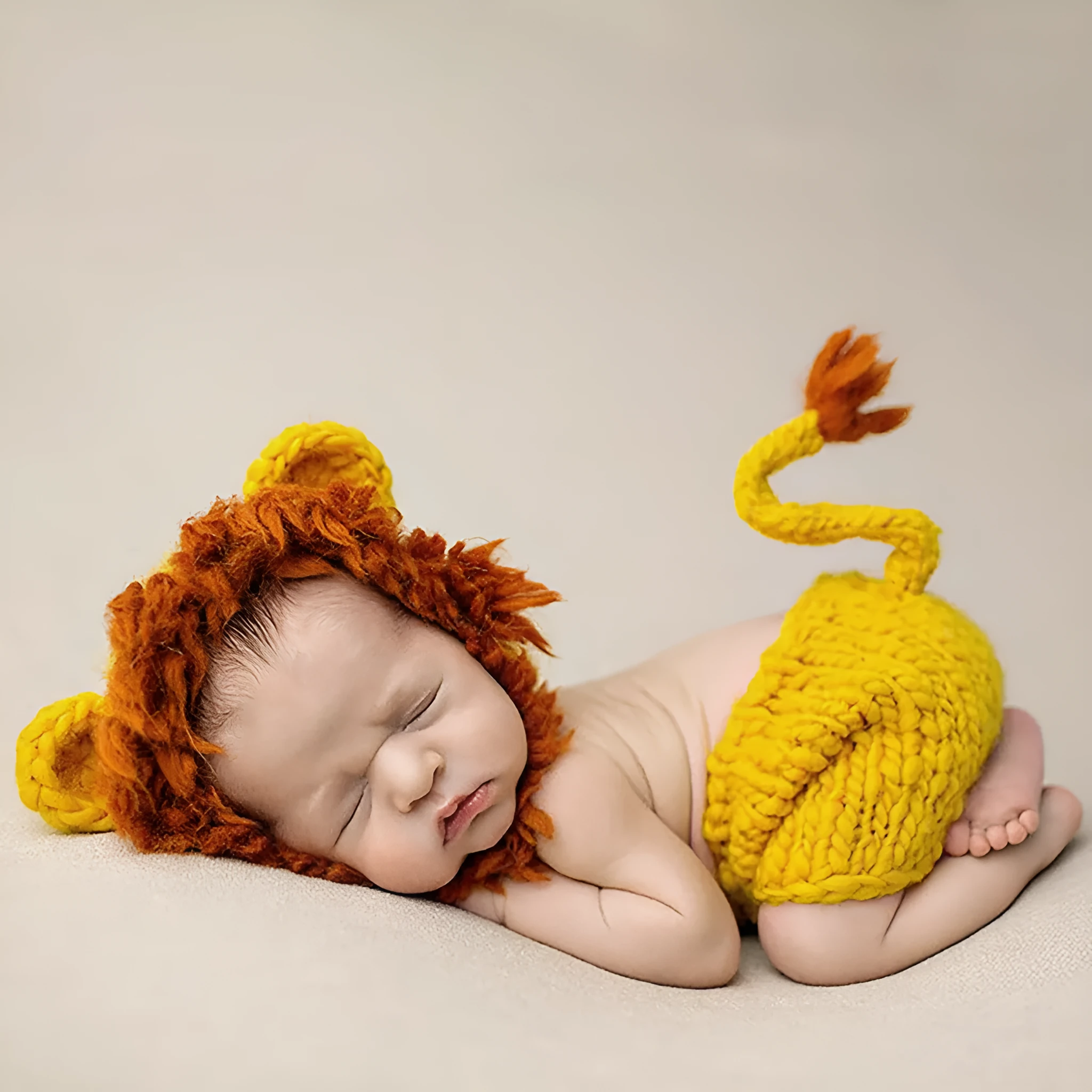 Hand-knitted cartoon animal newborn photography outfit in blended fabric, Blue Dog colour option