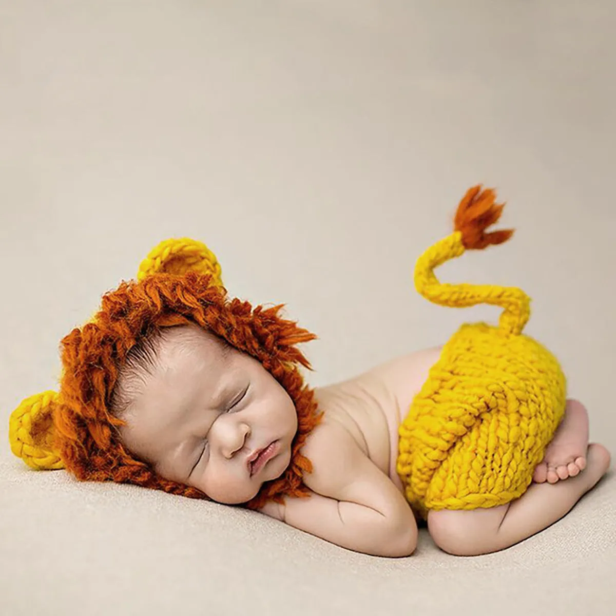 Hand-knitted cartoon animal newborn photography outfit in blended fabric, Blue Dog colour option
