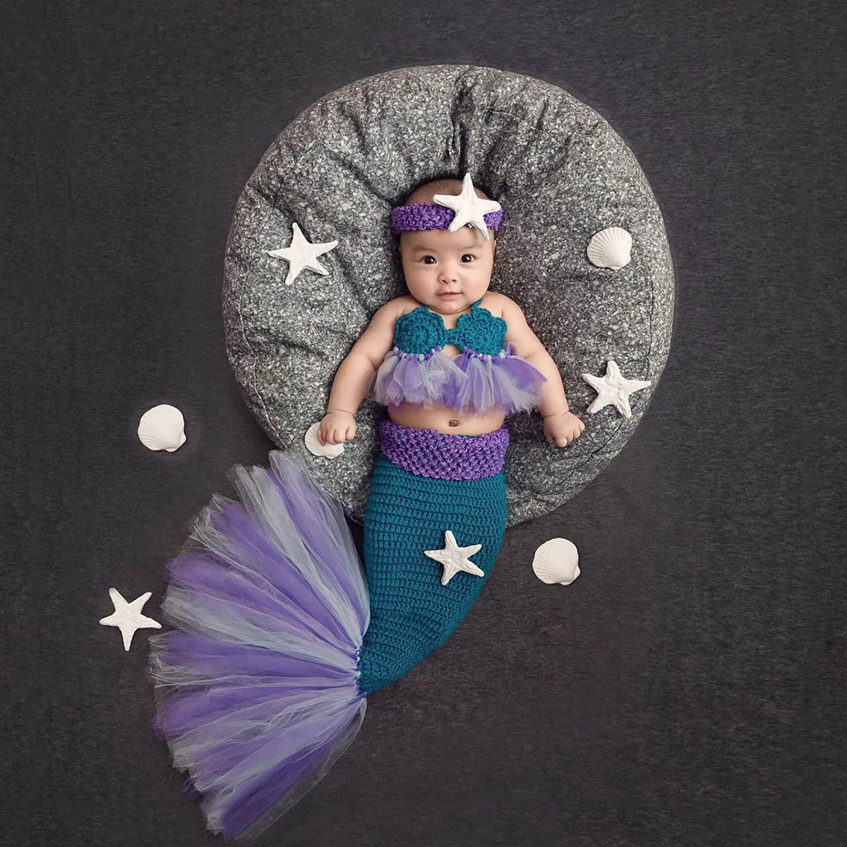 Hand-knitted cartoon animal newborn photography outfit in blended fabric, Blue Dog colour option