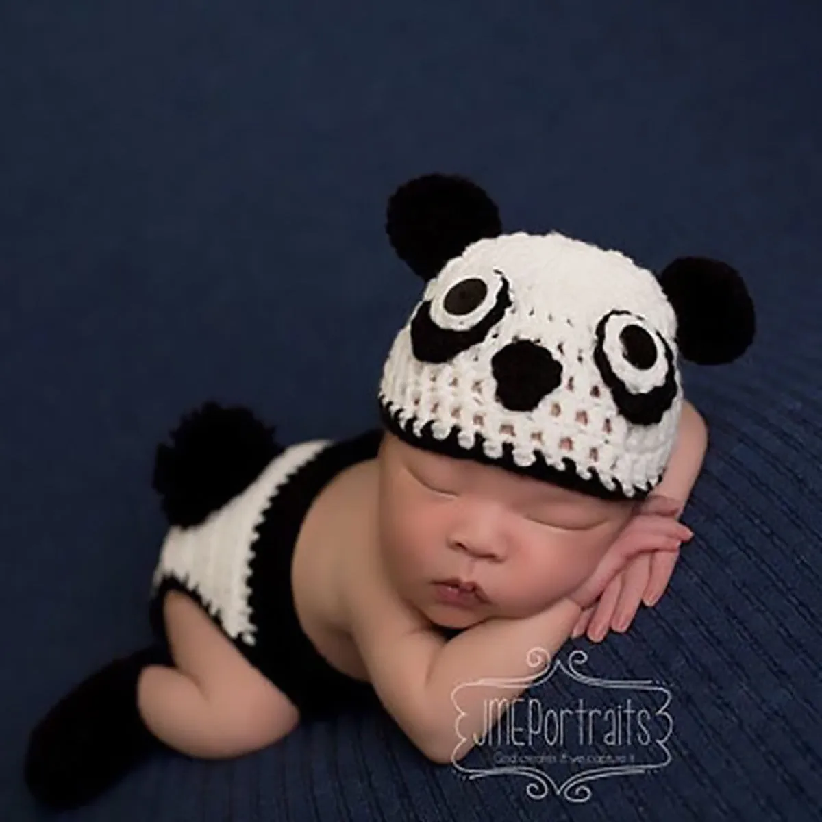 Hand-knitted cartoon animal newborn photography outfit in blended fabric, Blue Dog colour option