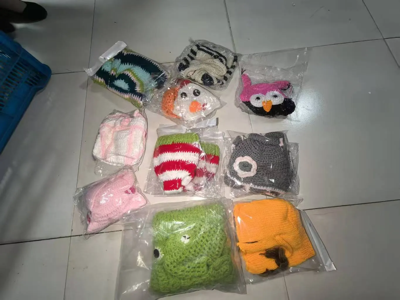 Hand-knitted cartoon animal newborn photography outfit in blended fabric, Blue Dog colour option