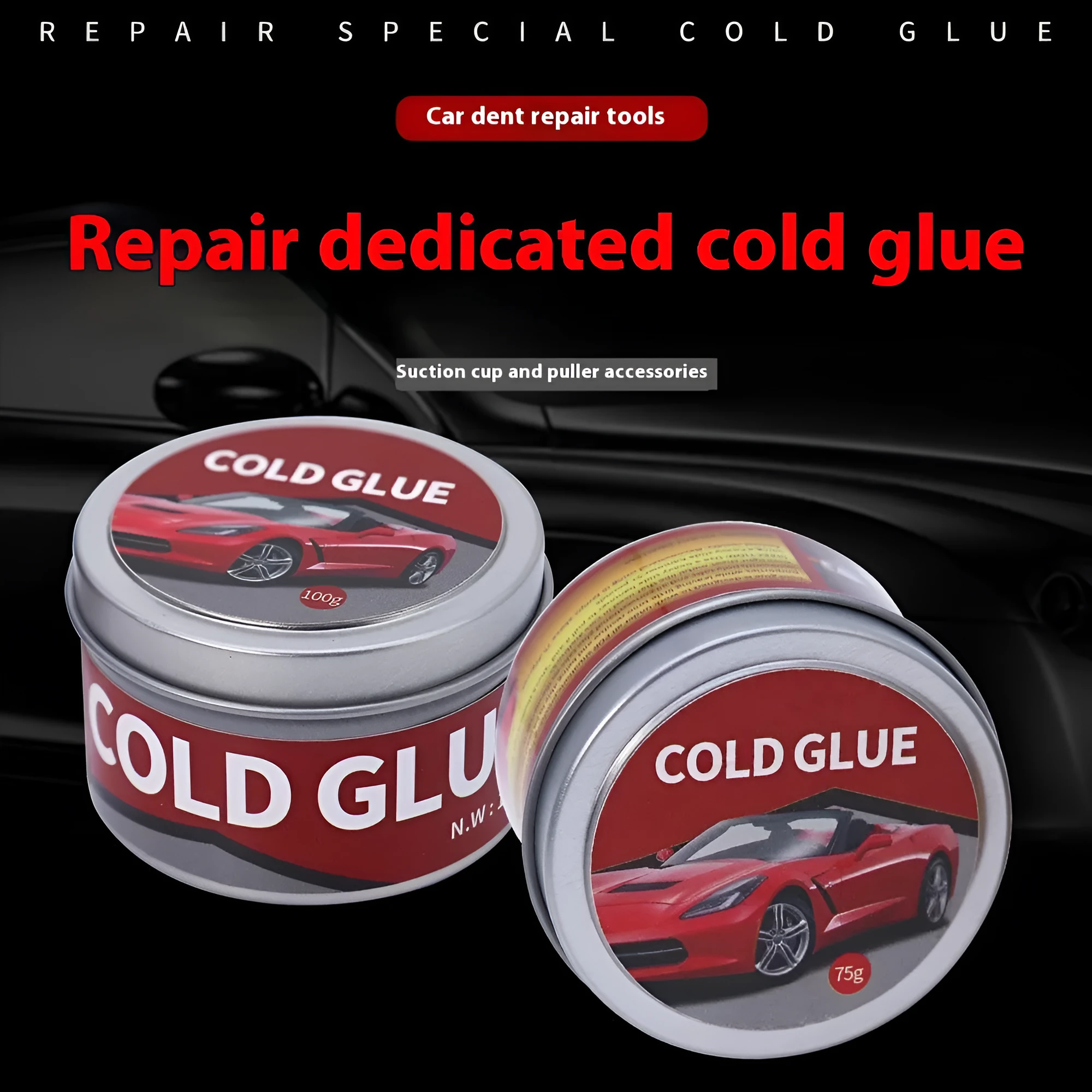 Tube of automotive cold glue adhesive for car dent and depression repair