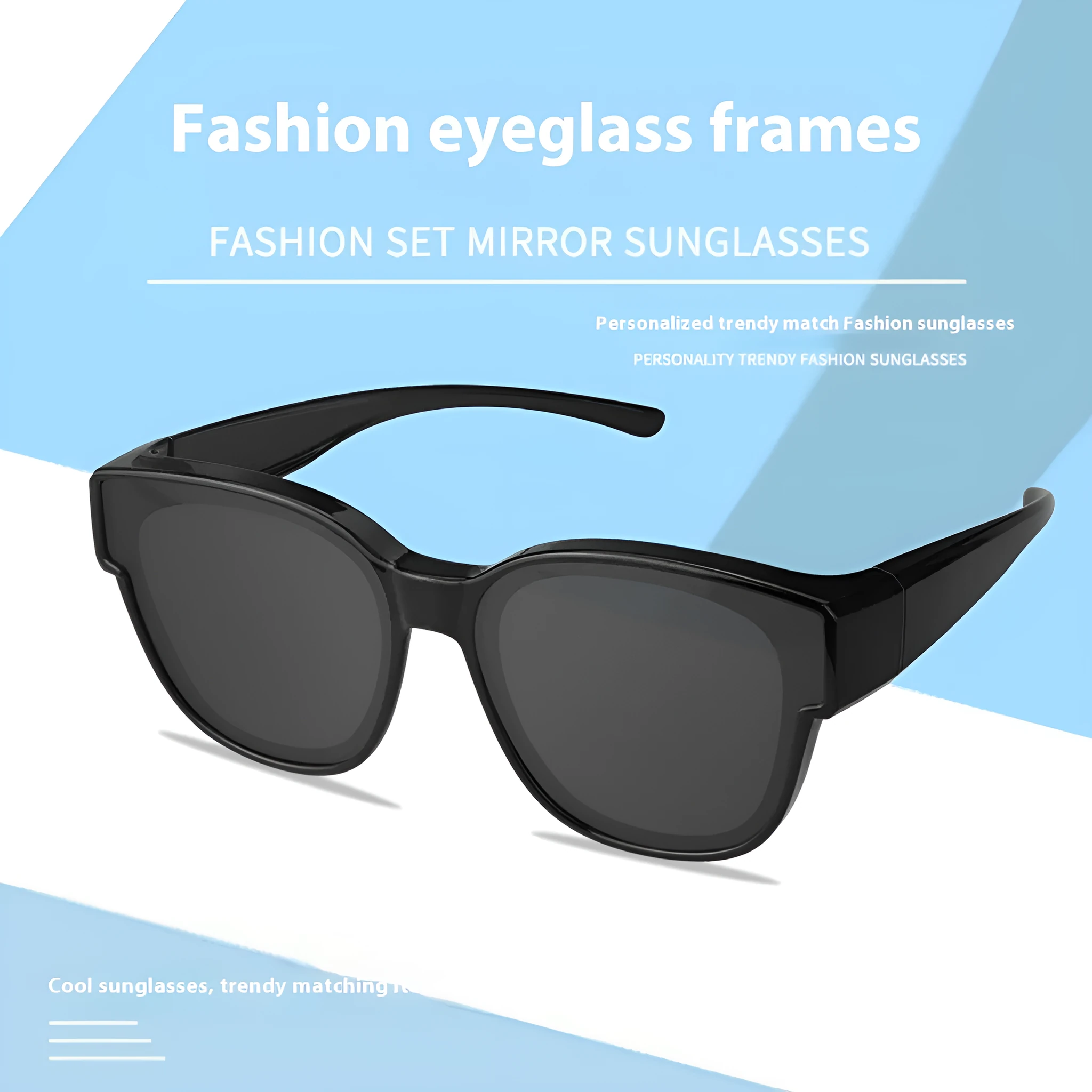 Women's TR90 polarised sunglasses in black frame with blue lenses for outdoor activities