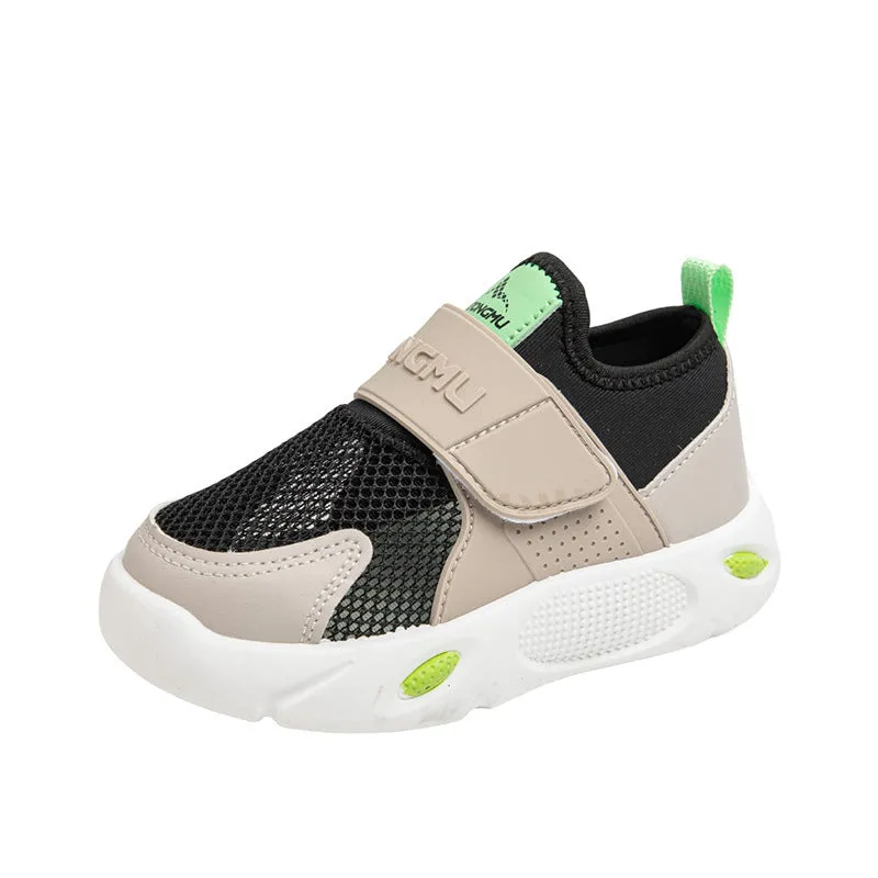 Children's slip-on shoes with soft rubber sole and PU upper in blue green colour on white background